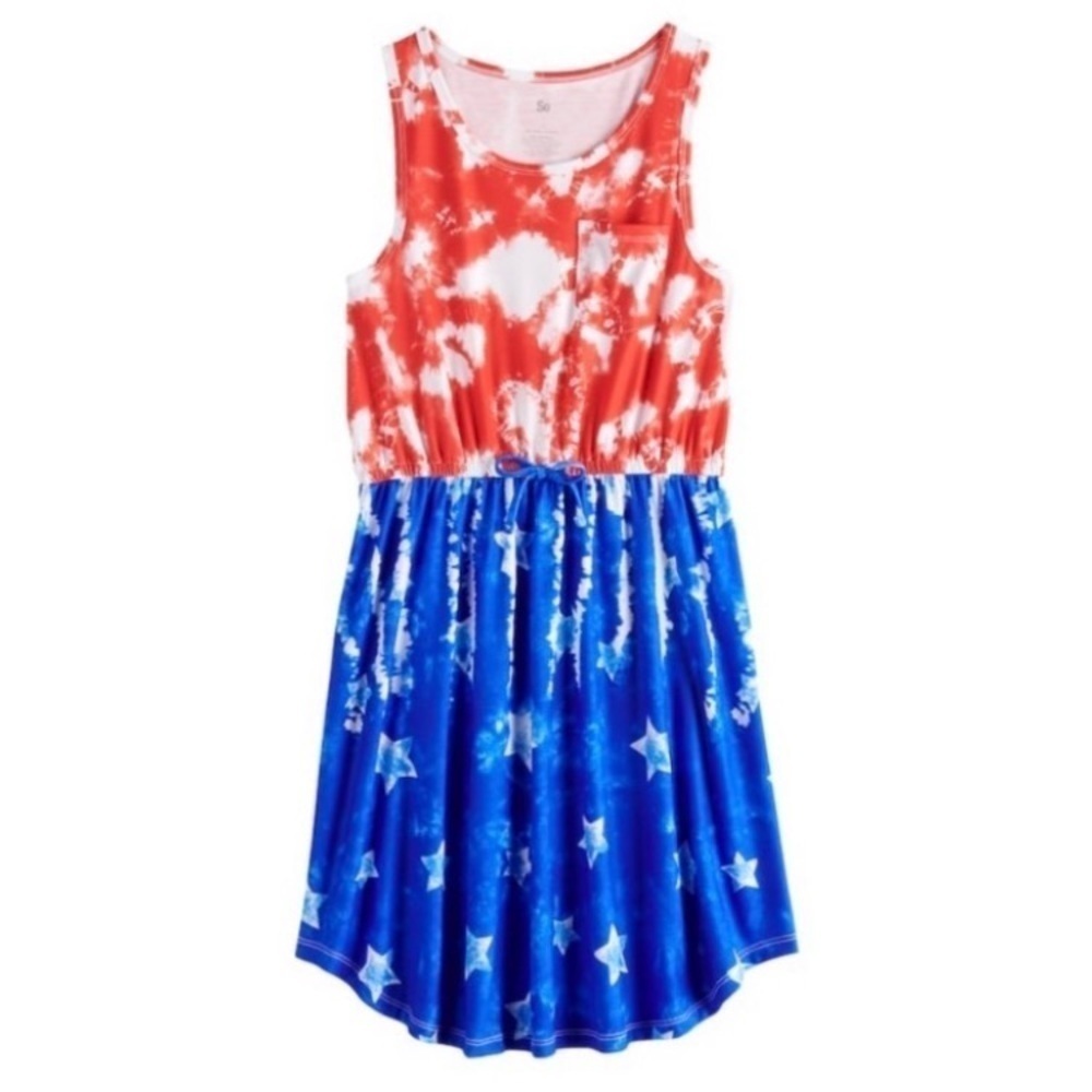 So America Tie-Dye Tie Waist Tank Dress